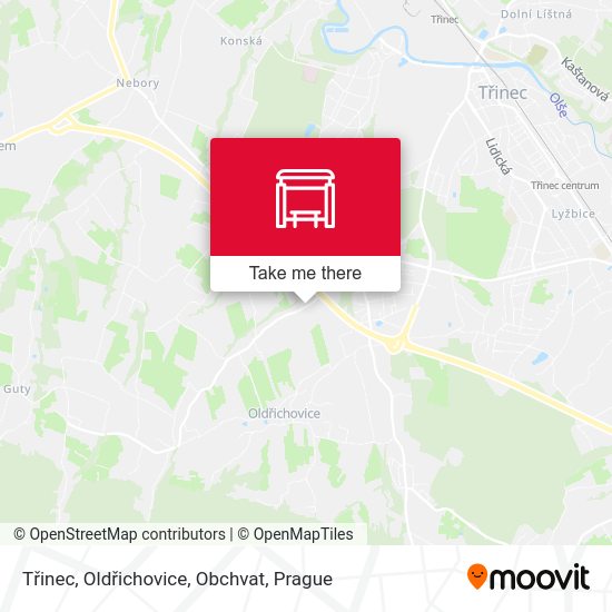 Třinec, Oldřichovice, Obchvat map