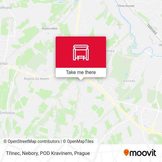 Třinec, Nebory, POD Kravínem map