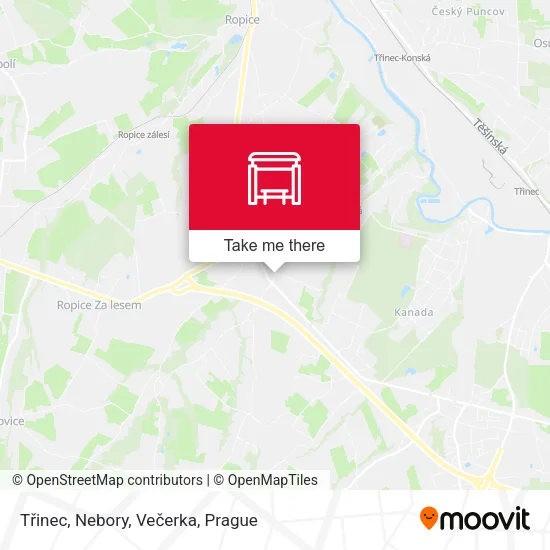 Карта Třinec, Nebory, Večerka