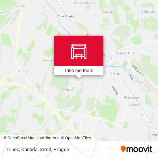 Třinec, Kanada, Střed map