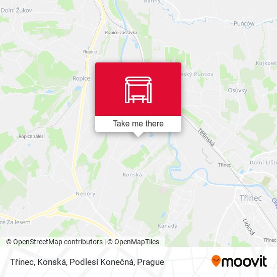 Třinec, Konská, Podlesí Konečná map