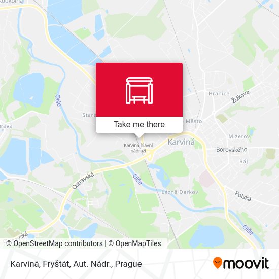 Karviná, Fryštát, Aut. Nádr. map