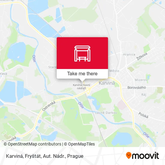 Карта Karviná, Fryštát, Aut. Nádr.