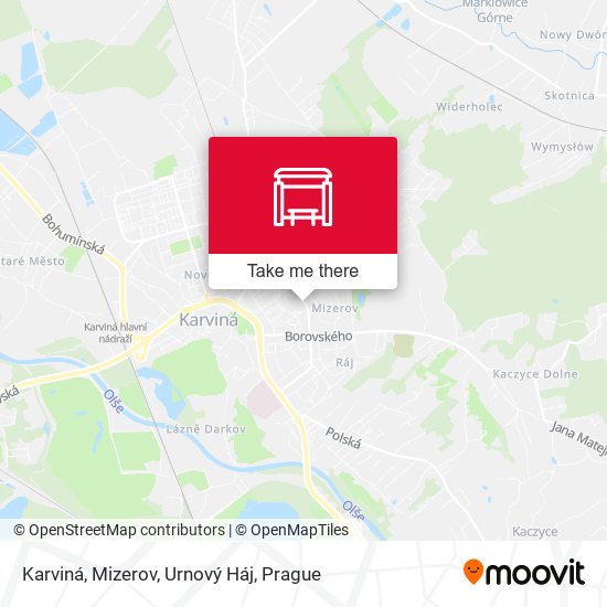 Karviná, Mizerov, Urnový Háj map