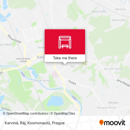 Карта Karviná, Ráj, Kosmonautů