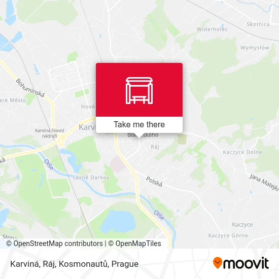Карта Karviná, Ráj, Kosmonautů