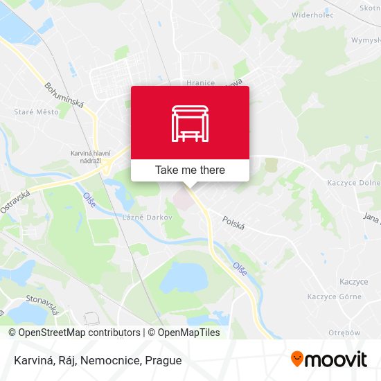 Карта Karviná, Ráj, Nemocnice