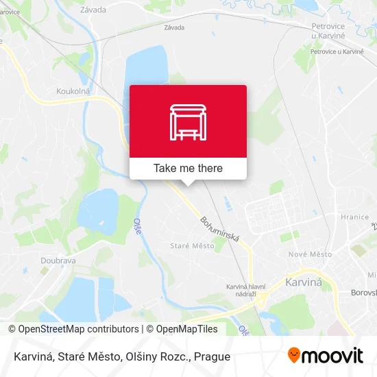 Карта Karviná, Staré Město, Olšiny Rozc.