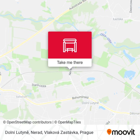 Карта Dolní Lutyně, Nerad, Vlaková Zastávka