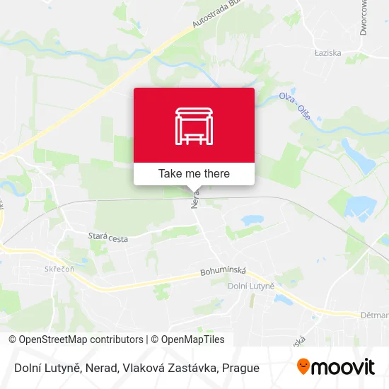 Карта Dolní Lutyně, Nerad, Vlaková Zastávka