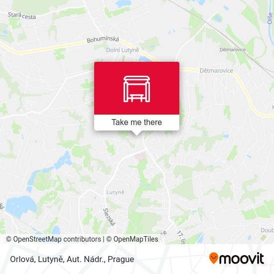 Orlová, Lutyně, Aut. Nádr. map