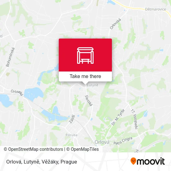 Карта Orlová, Lutyně, Věžáky