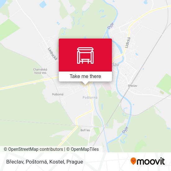 Břeclav, Poštorná, Kostel map