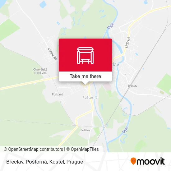 Карта Břeclav, Poštorná, Kostel