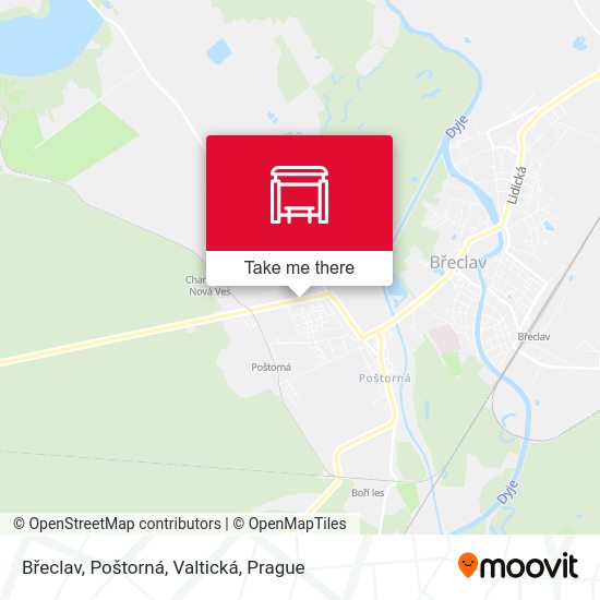Břeclav, Poštorná, Valtická map