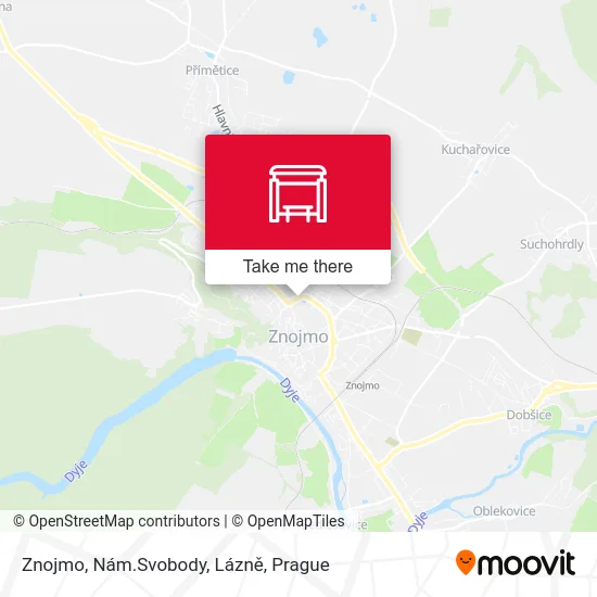 Карта Znojmo, Nám.Svobody, Lázně