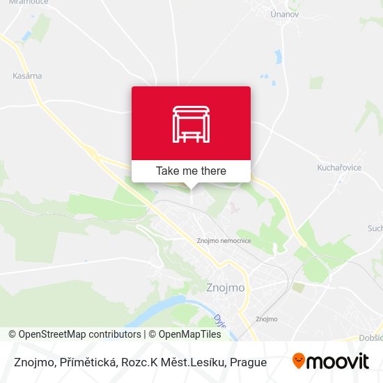 Znojmo, Přímětická, Rozc.K Měst.Lesíku map