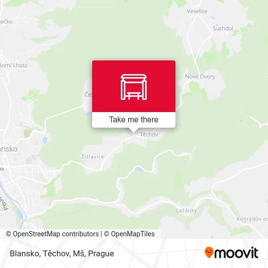 Карта Blansko, Těchov, Mš