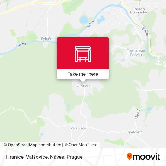 Карта Hranice, Valšovice, Náves