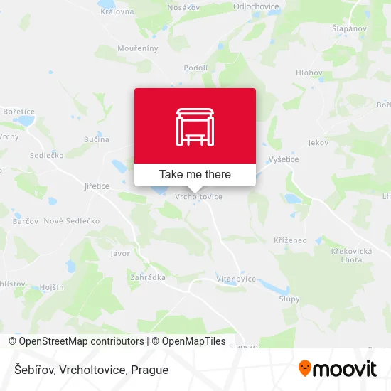 Карта Šebířov, Vrcholtovice