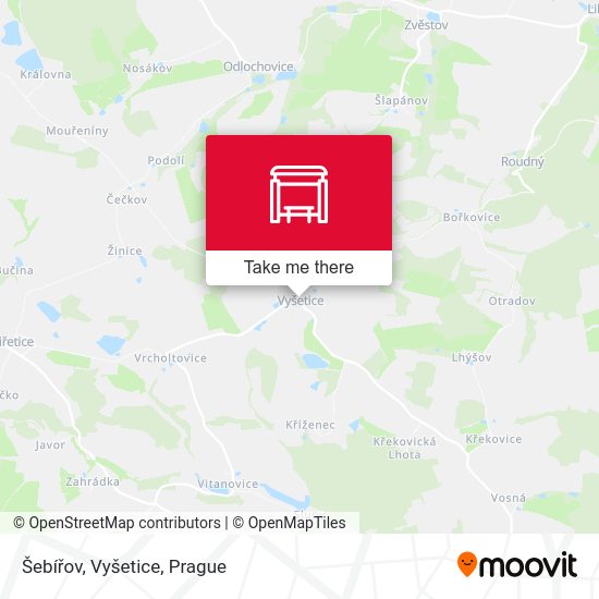 Карта Šebířov, Vyšetice