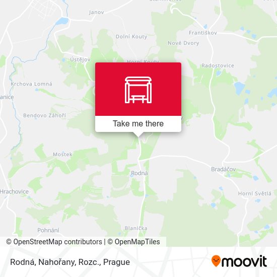 Карта Rodná, Nahořany, Rozc.