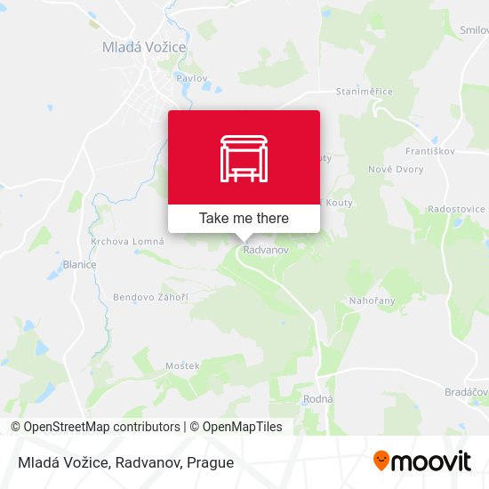 Карта Mladá Vožice, Radvanov
