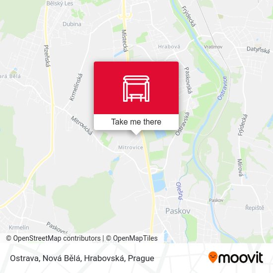 Карта Ostrava, Nová Bělá, Hrabovská