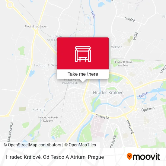 Карта Hradec Králové, Od Tesco A Atrium