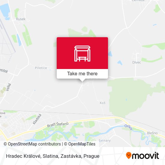 Карта Hradec Králové, Slatina, Zastávka