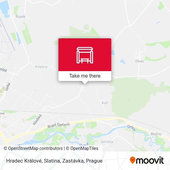 Карта Hradec Králové, Slatina, Zastávka