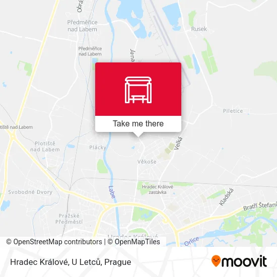 Карта Hradec Králové, U Letců