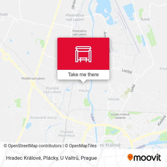 Карта Hradec Králové, Plácky, U Valtrů