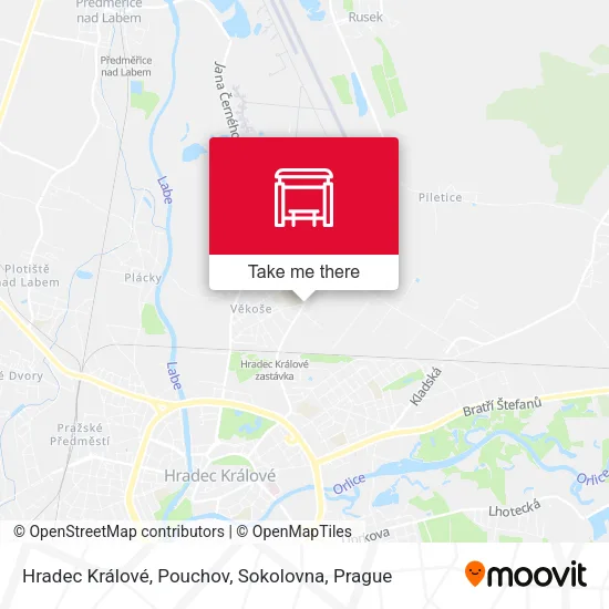Карта Hradec Králové, Pouchov, Sokolovna