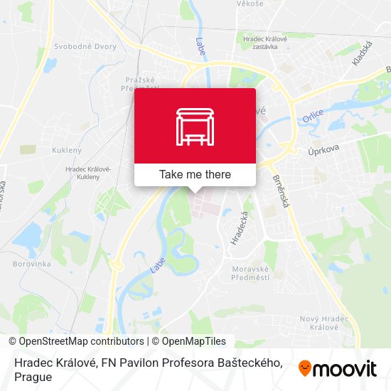 Карта Hradec Králové, FN Pavilon Profesora Bašteckého
