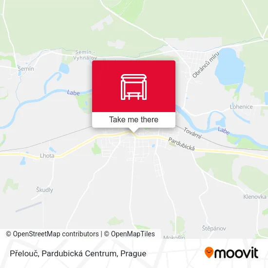 Карта Přelouč, Pardubická Centrum
