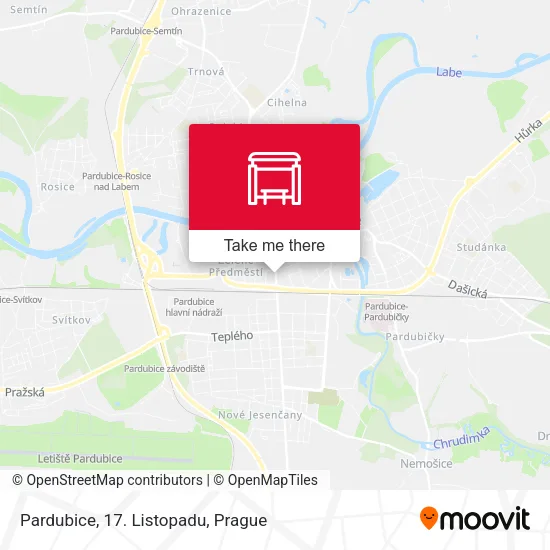 Карта Pardubice, 17. Listopadu