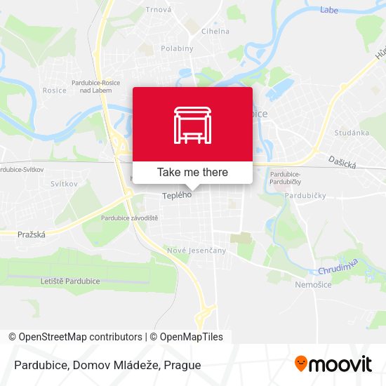 Карта Pardubice, Domov Mládeže