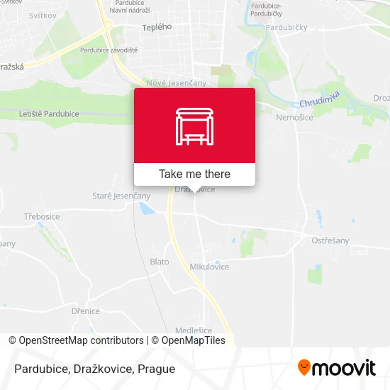 Карта Pardubice, Dražkovice