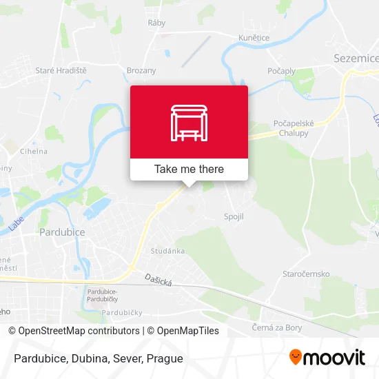 Карта Pardubice, Dubina, Sever