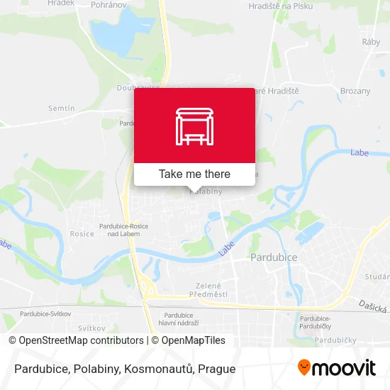 Карта Pardubice, Polabiny, Kosmonautů