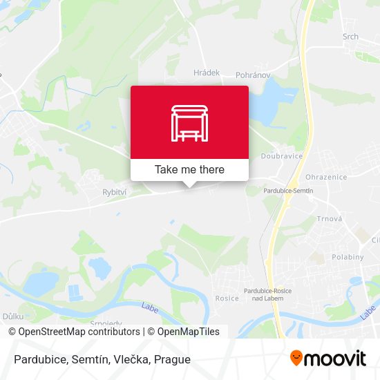 Карта Pardubice, Semtín, Vlečka