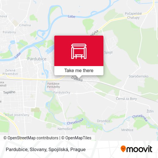 Карта Pardubice, Slovany, Spojilská
