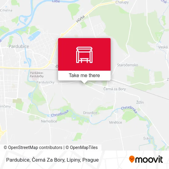 Карта Pardubice, Černá Za Bory, Lipiny