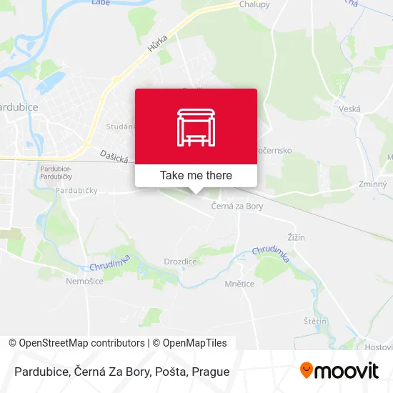 Карта Pardubice, Černá Za Bory, Pošta