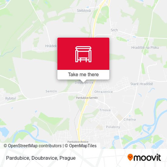 Карта Pardubice, Doubravice