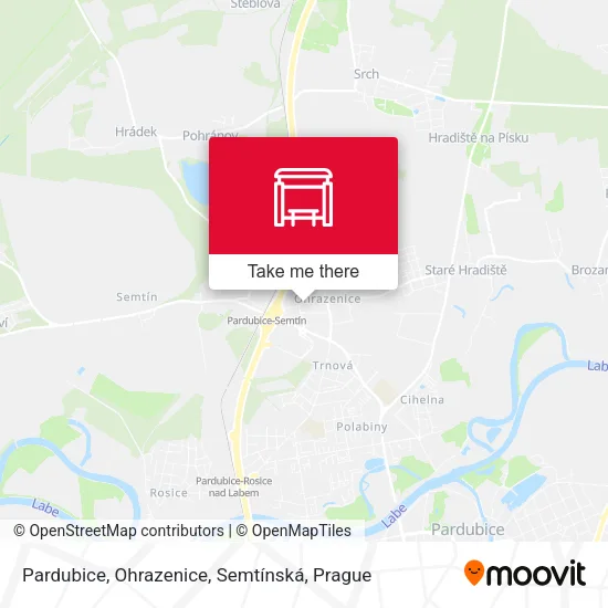 Карта Pardubice, Ohrazenice, Semtínská