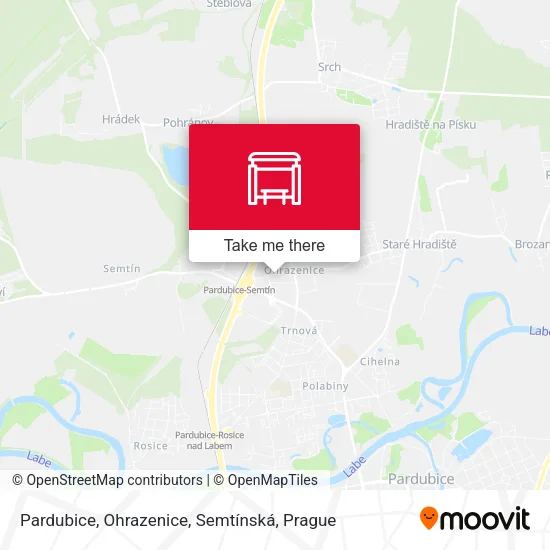 Карта Pardubice, Ohrazenice, Semtínská