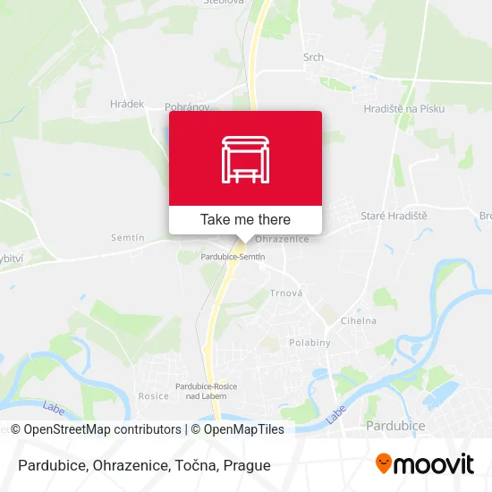 Карта Pardubice, Ohrazenice, Točna