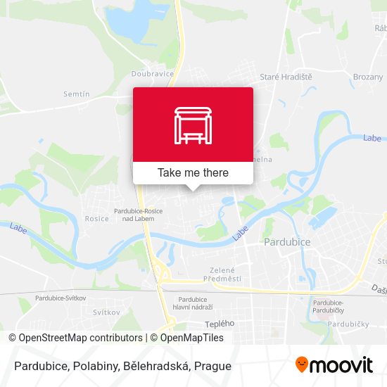 Карта Pardubice, Polabiny, Bělehradská